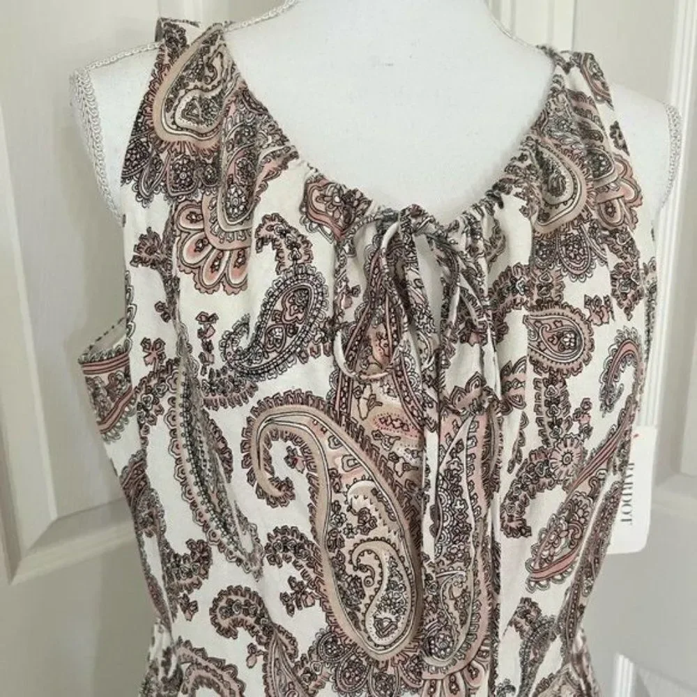 Bardot Paisley Sleeveless Wide Leg Linen Jumpsuit Medium